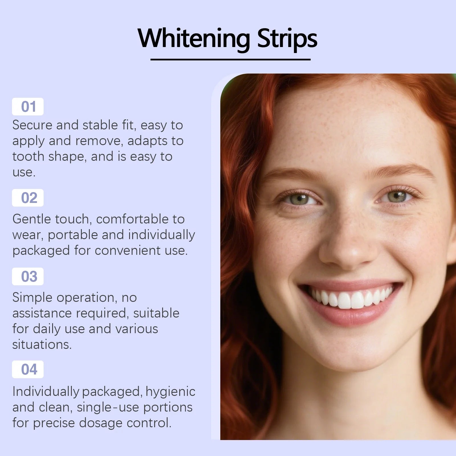 Bandes blanchissantes violettes pour les dents – Hygiène buccale, haleine fraîche mentholée, éclaircissement des dents, soin buccal durable, patchs blanchissants pour les dents