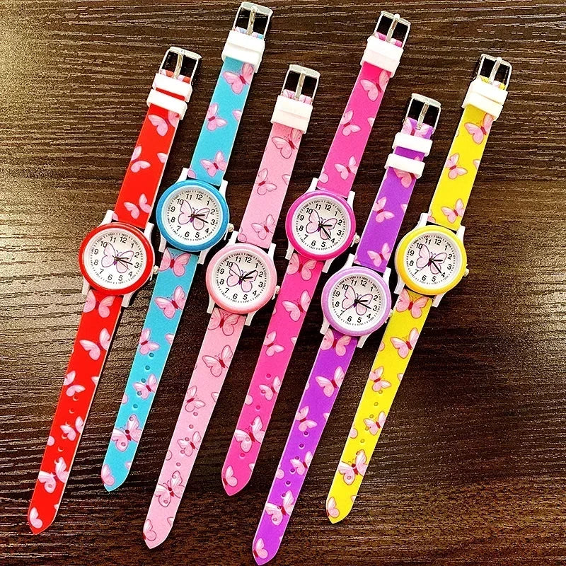 Belles filles montres papillon impression Silicone bonbons gelée montres à Quartz pour enfants enfants filles étudiants cadeaux de fête horloge