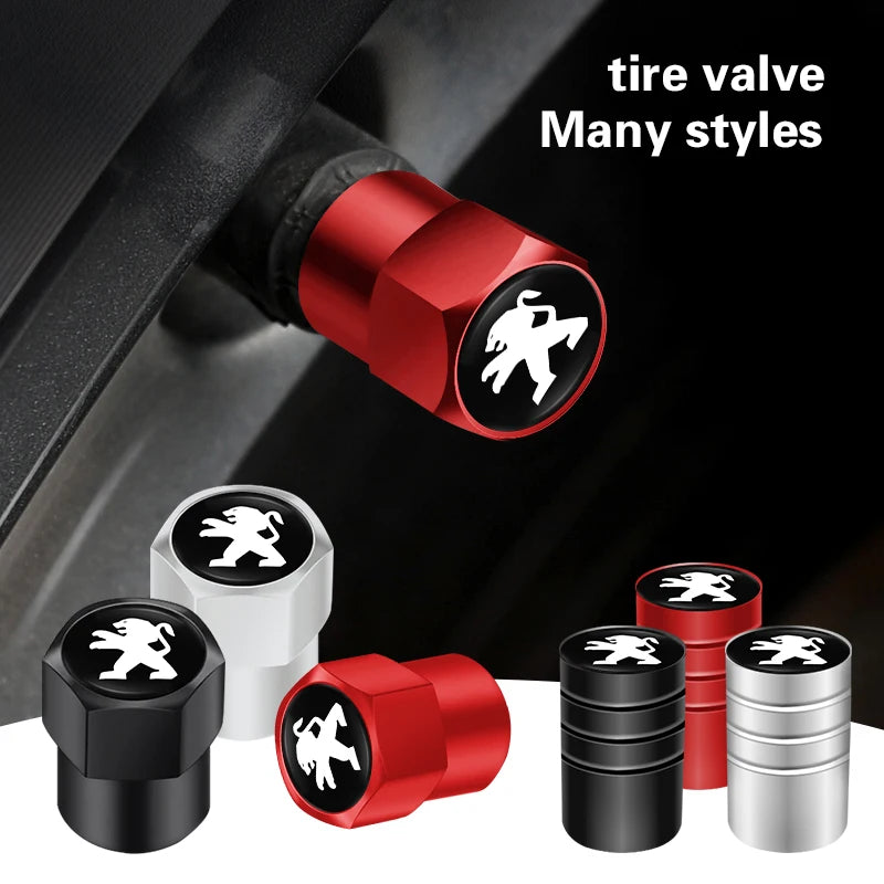 Cache-valve de pneu de voiture / Porte-clés de voiture avec badge pour Peugeot 2008 208 308 508 4008 408 3008 307 207 107 607 106 406 407