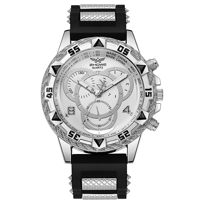 Montre-bracelet à quartz analogique pour homme, bracelet en silicone, montres de sport, mode