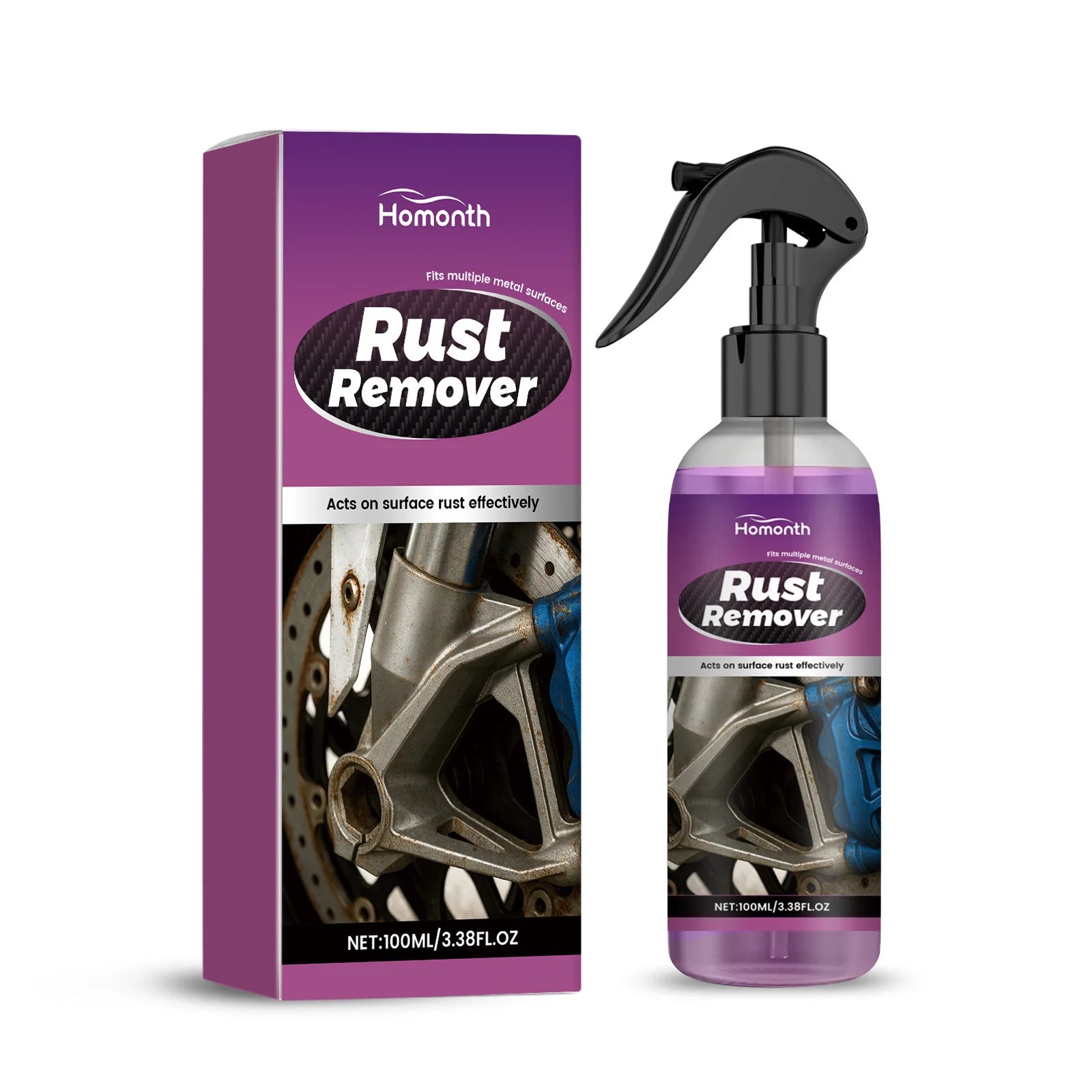 Décapant de Rouille pour Voiture, Spray Dégrippant Rapide pour Tuyaux d'Échappement, Entretien des Jantes de Voiture, Nettoyant pour Métal et Agent Anti-Taches de Poussière de Fer