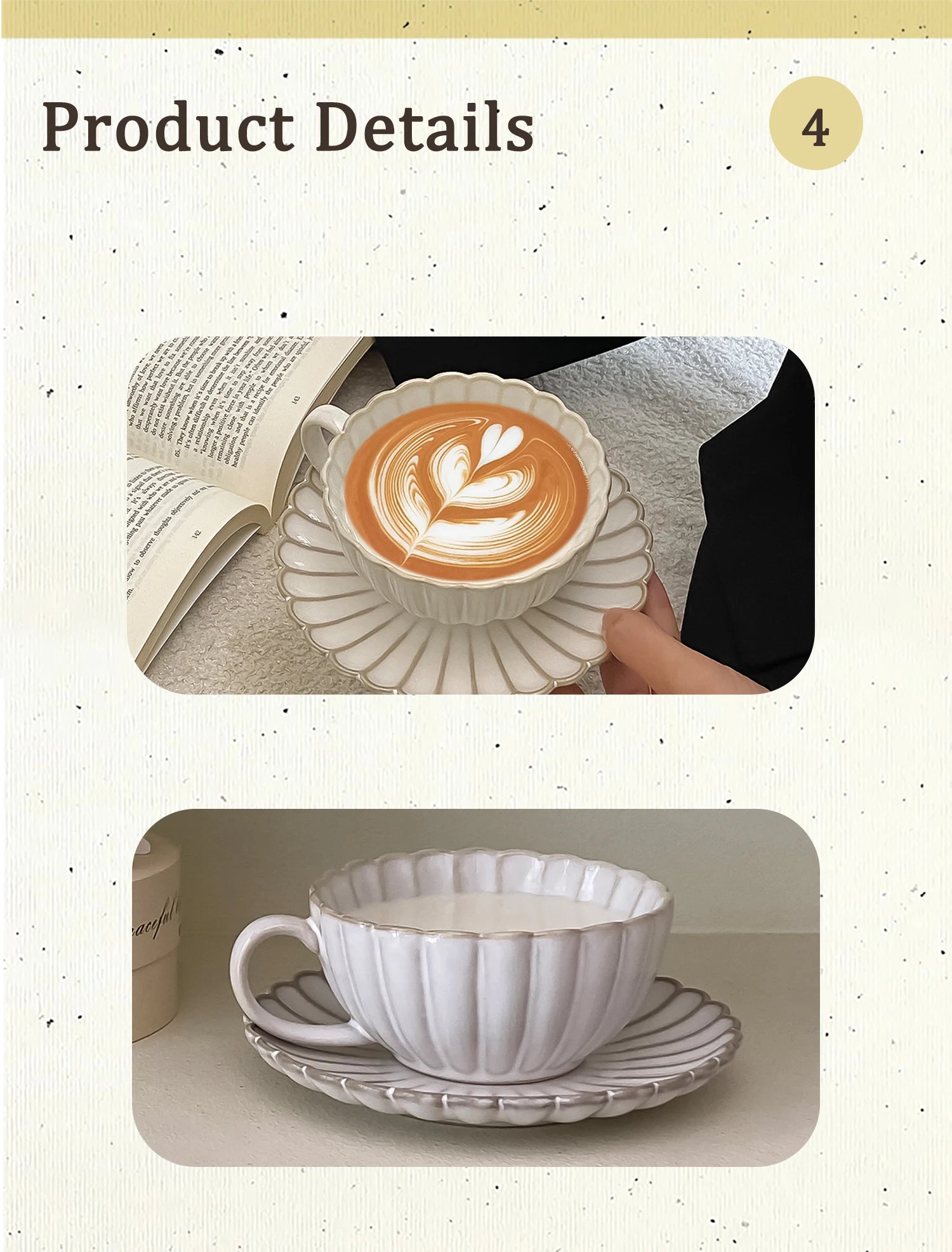 1 ensemble de tasses et soucoupes en céramique de style japonais, tasses et soucoupes à thé de style japonais, tasses et soucoupes à café, tasses à boire pour le petit-déjeuner, les goûters, le thé de l'après-midi,