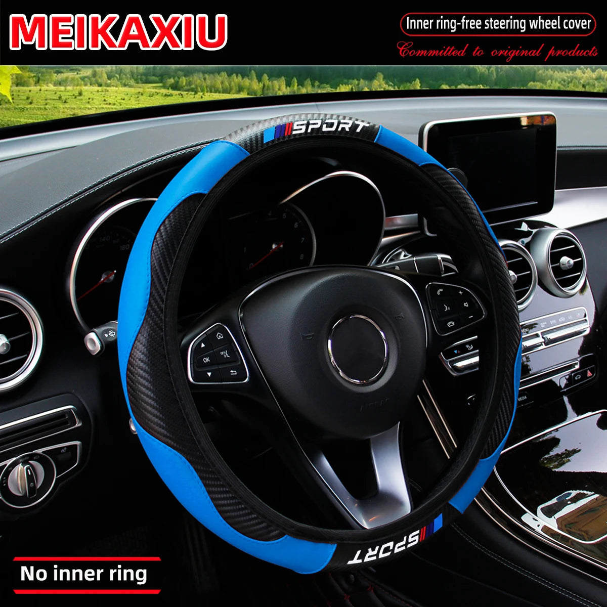 Le couvre-volant SPORT toutes saisons en fibre de carbone (sans anneau intérieur) convient aux accessoires intérieurs automobiles de 37 à 38 cm.