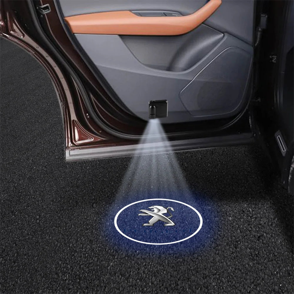 Projecteur LED sans fil pour logo de voiture, éclairage de bienvenue sur la portière, lampe de projection de badge pour Peugeot 206 207 208 307 308 107 2008 3008, accessoires