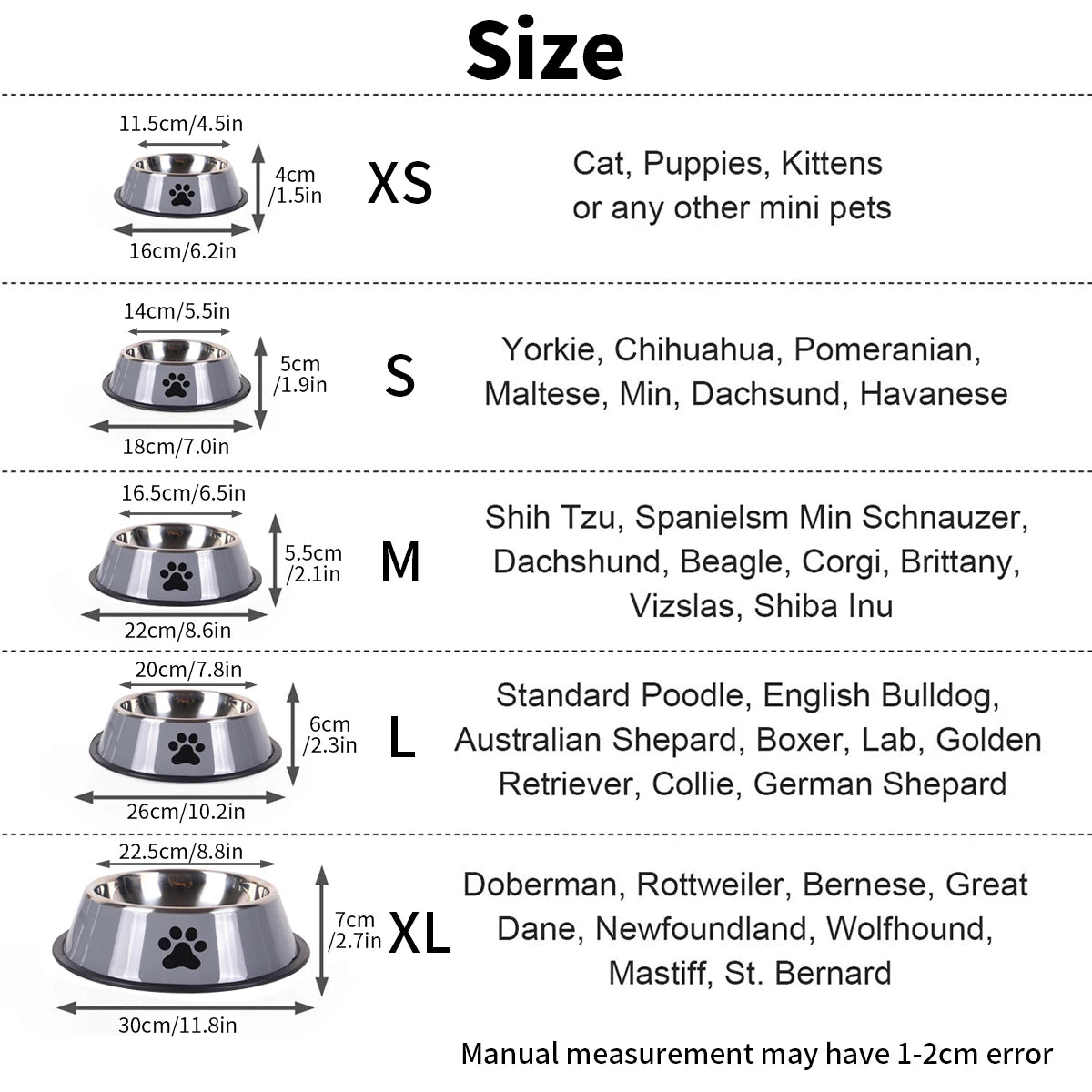 Filles en acier inoxydable pour animaux de compagnie, multi-spécifications, anti-chute, alimentation pour chat et chien, fournitures pour animaux de compagnie, 1PC