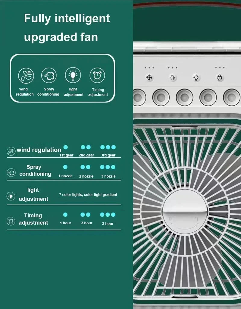 Nouveau 3 en 1 ventilateur climatiseur ménage Mini refroidisseur d'air LED veilleuse Portable humidificateur réglage de l'air ventilateur bureau maison ventilateur
