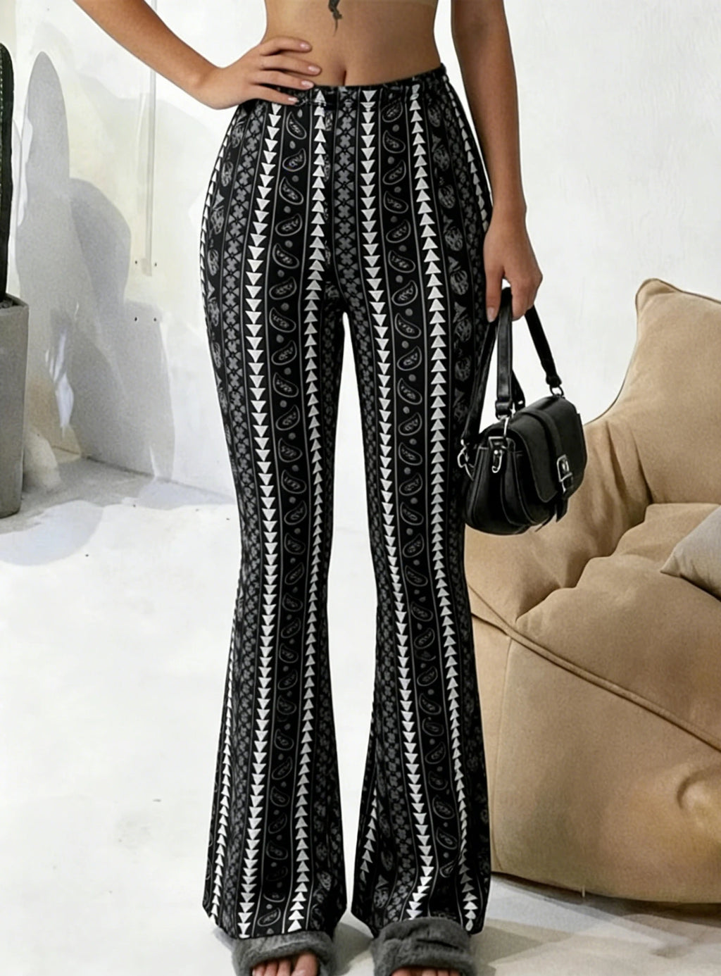 Pantalon évasé pour femme, taille haute, extensible, coupe ajustée, style rétro Y2K, printemps-été, décontracté, pour le quotidien, streetwear, coupe cloche