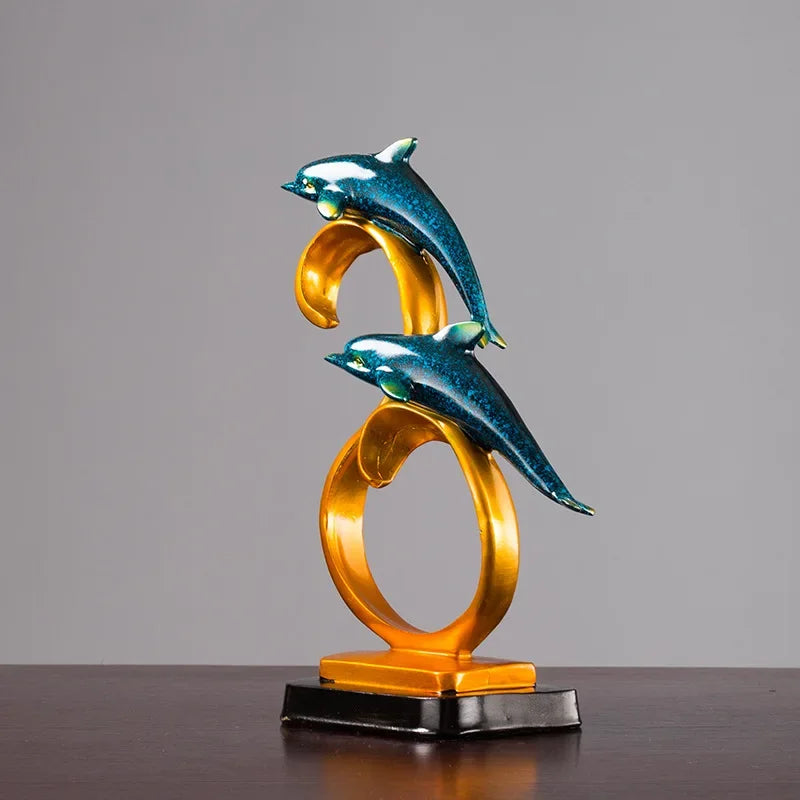 Ornements de bureau, animaux dauphin, décoration de maison, salon, chambre à coucher, Figurines artisanales européennes en résine, Statues créatives