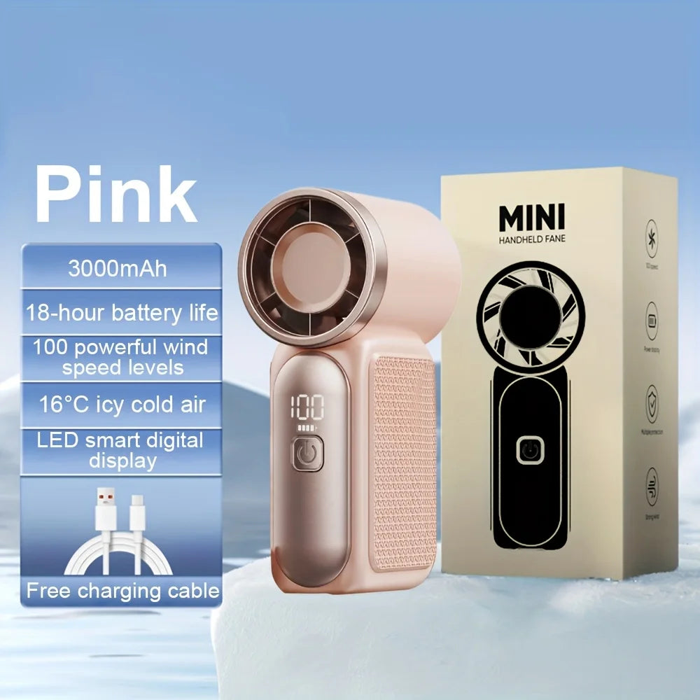 Mini ventilateur portatif 3600mAh, ventilateur turbo de poche haute vitesse pour les voyages en plein air