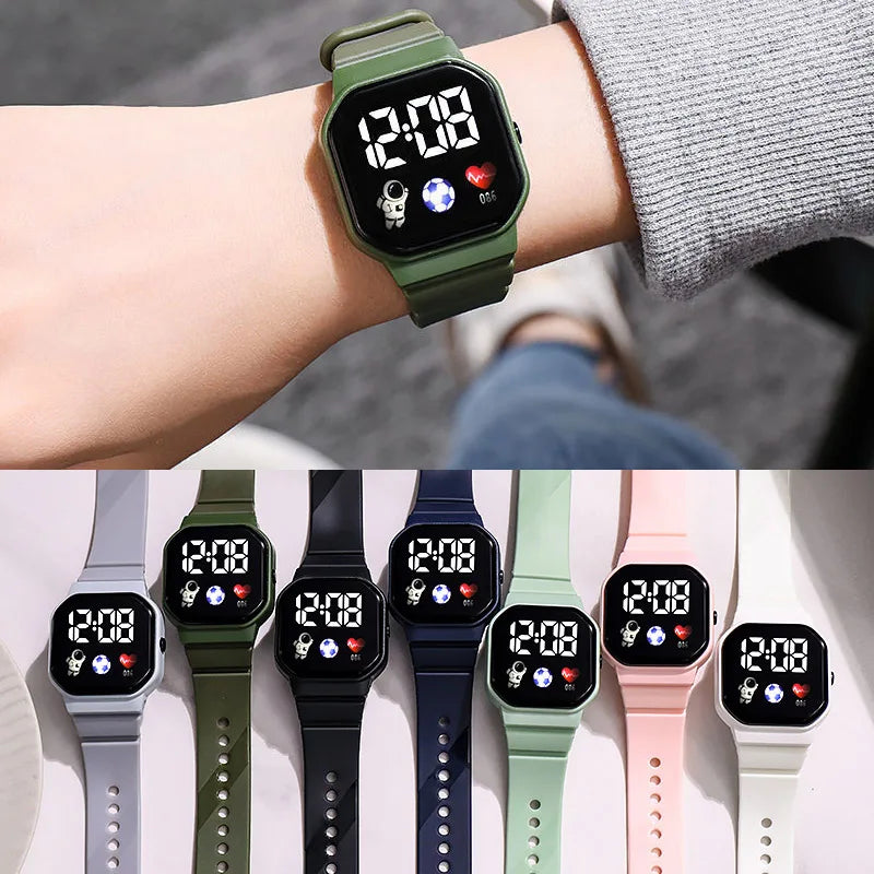 Nouvelle montre numérique LED pour enfants, garçons et filles, montres de sport de football, montre numérique en silicone, montre-bracelet électronique décontractée pour enfants