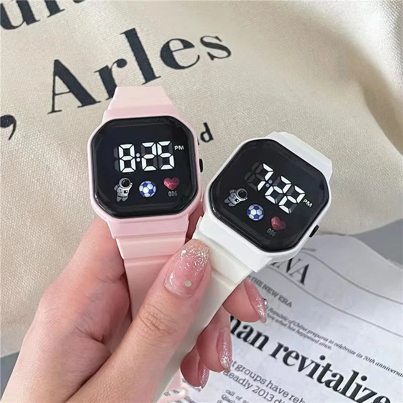 Nouvelle montre numérique LED pour enfants, garçons et filles, montres de sport de football, montre numérique en silicone, montre-bracelet électronique décontractée pour enfants