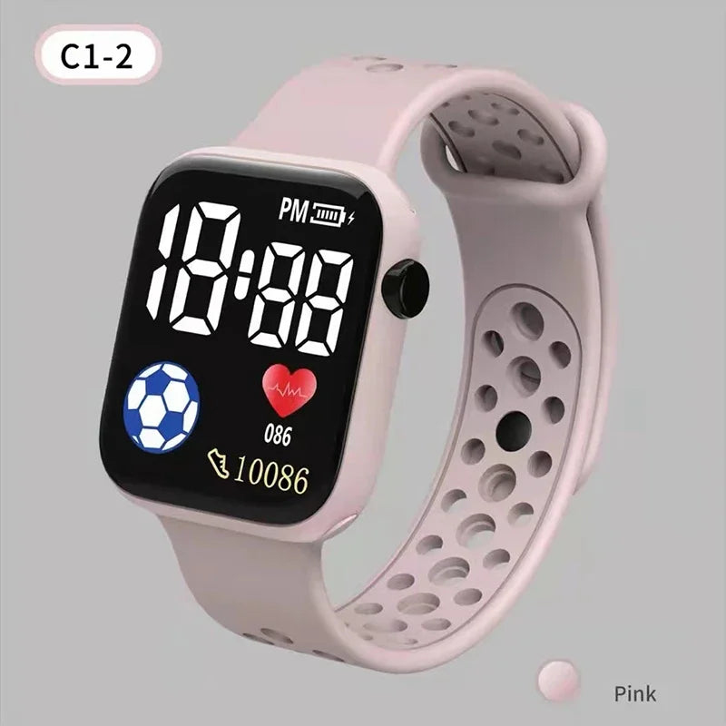 Nouvelle montre numérique LED pour enfants, garçons et filles, montres de sport de football, montre numérique en silicone, montre-bracelet électronique décontractée pour enfants