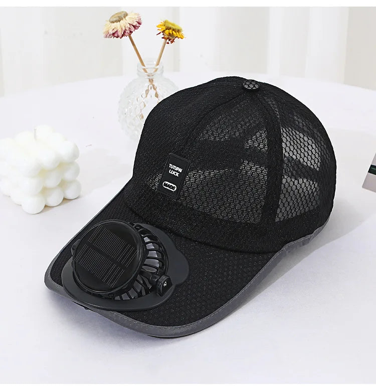 Casquette de baseball à énergie solaire - Chapeau d'été respirant en maille anti-UV pour hommes et femmes, idéal pour les activités de plein air