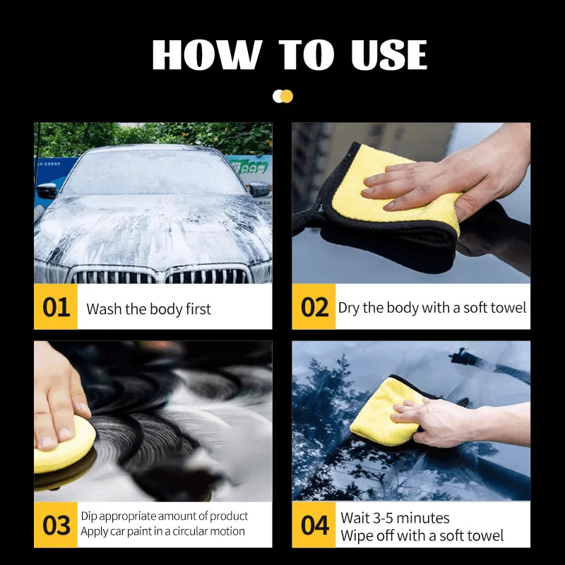 Cire noire pour voiture : protection de la peinture et réparation des rayures - Vernis céramique, brillance durable, utilisation facile, convient à toutes les voitures