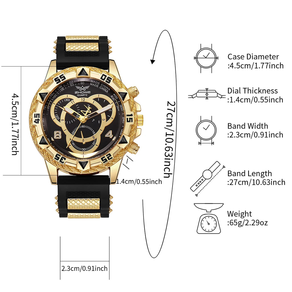 Montre-bracelet à quartz analogique pour homme, bracelet en silicone, montres de sport, mode