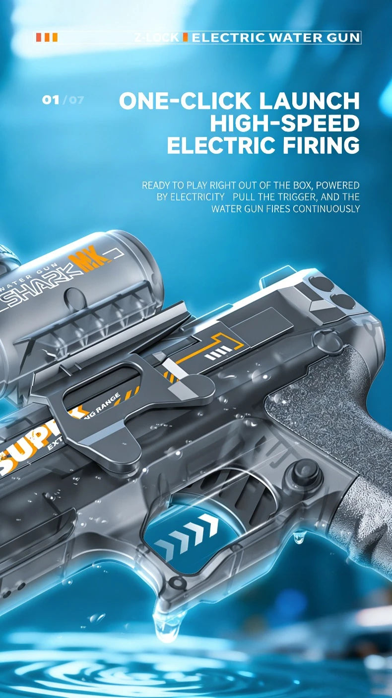 Pistolet à eau électrique LED pour enfants, simulation de souris de la neige, grande capacité, tir continu automatique