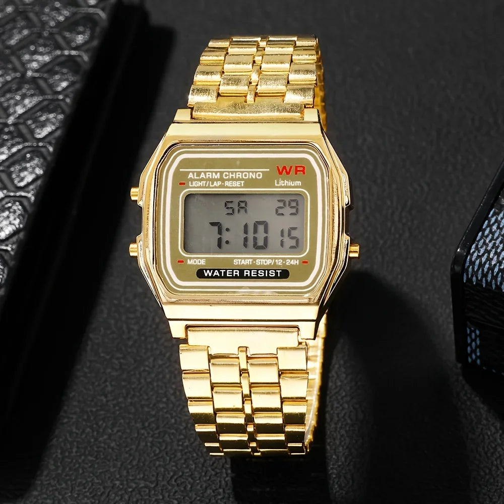 F91W bracelet en acier montres femmes montre hommes horloge d'affaires multifonction LED numérique sport montre-bracelet horloge électronique Electron wi