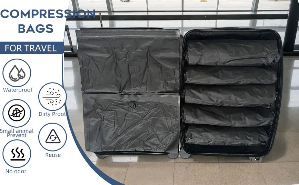 Sac de rangement sous vide pour bagages, sacs sous vide réutilisables en rouleau pour voyage, sac de Compression sous vide étanche, gain de place