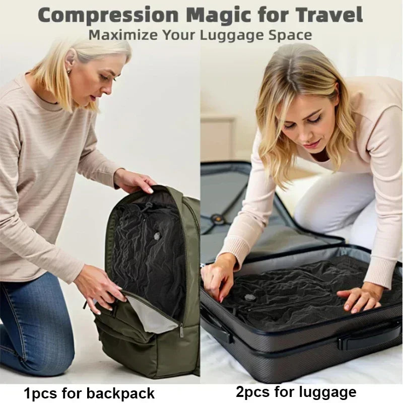 Sac de Compression sous vide 17L avec pompe à Air, sac de rangement réutilisable pour vêtements de voyage, sac de bagages à Compression