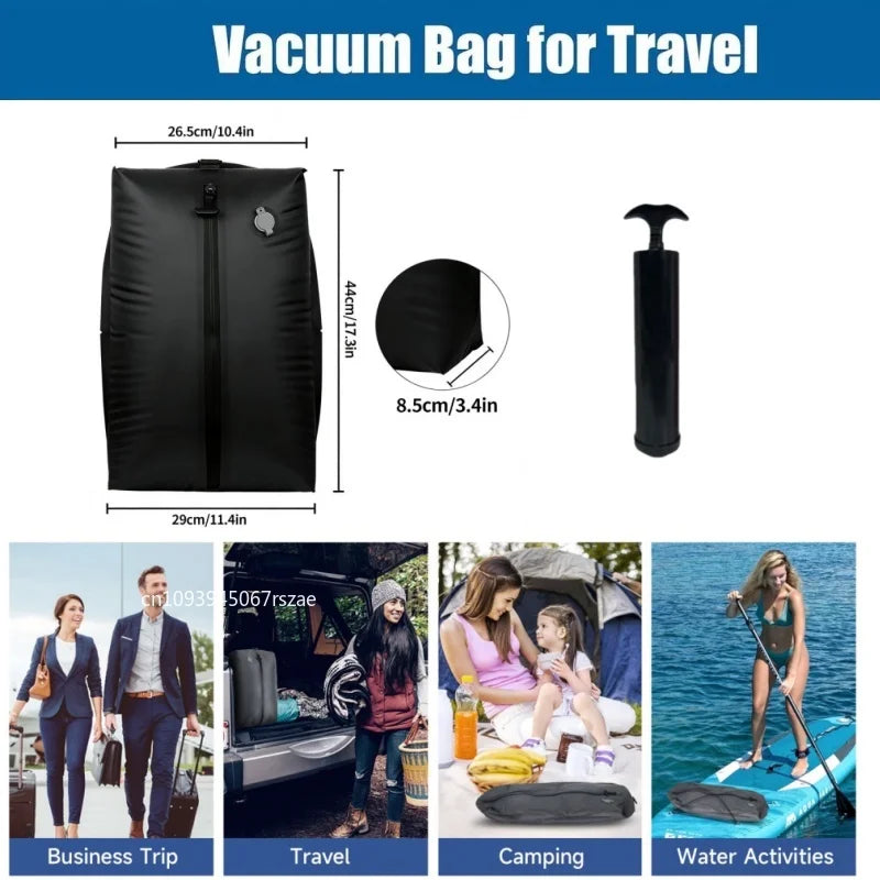 Sac de compression sous vide pour bagages de 17 L, réutilisable, imperméable, anti-poussière, économise 60 % d'espace, sac de voyage sous vide, sacs de rangement