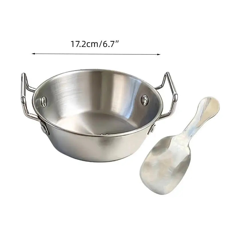 Bol de Cuisine domestique en acier inoxydable avec poignée, bols à riz et à vin, plat à Sauce, service alimentaire, vaisselle de cuisine