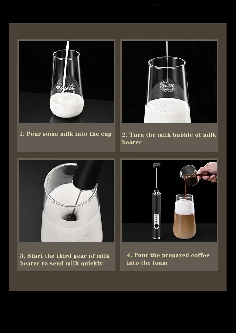 Gadgets de cuisine domestiques sans fil, accessoires de cuisine électriques, mélangeur de lait, mousseur, Mini batteur à café et œufs, outils de battage, Bar à manger