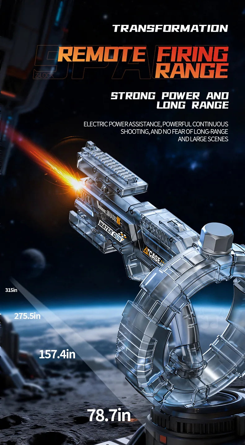 Pistolet à eau électrique spatial à énergie, avec éclairs LED, grande capacité, tir automatique continu, jouet pistolet à eau