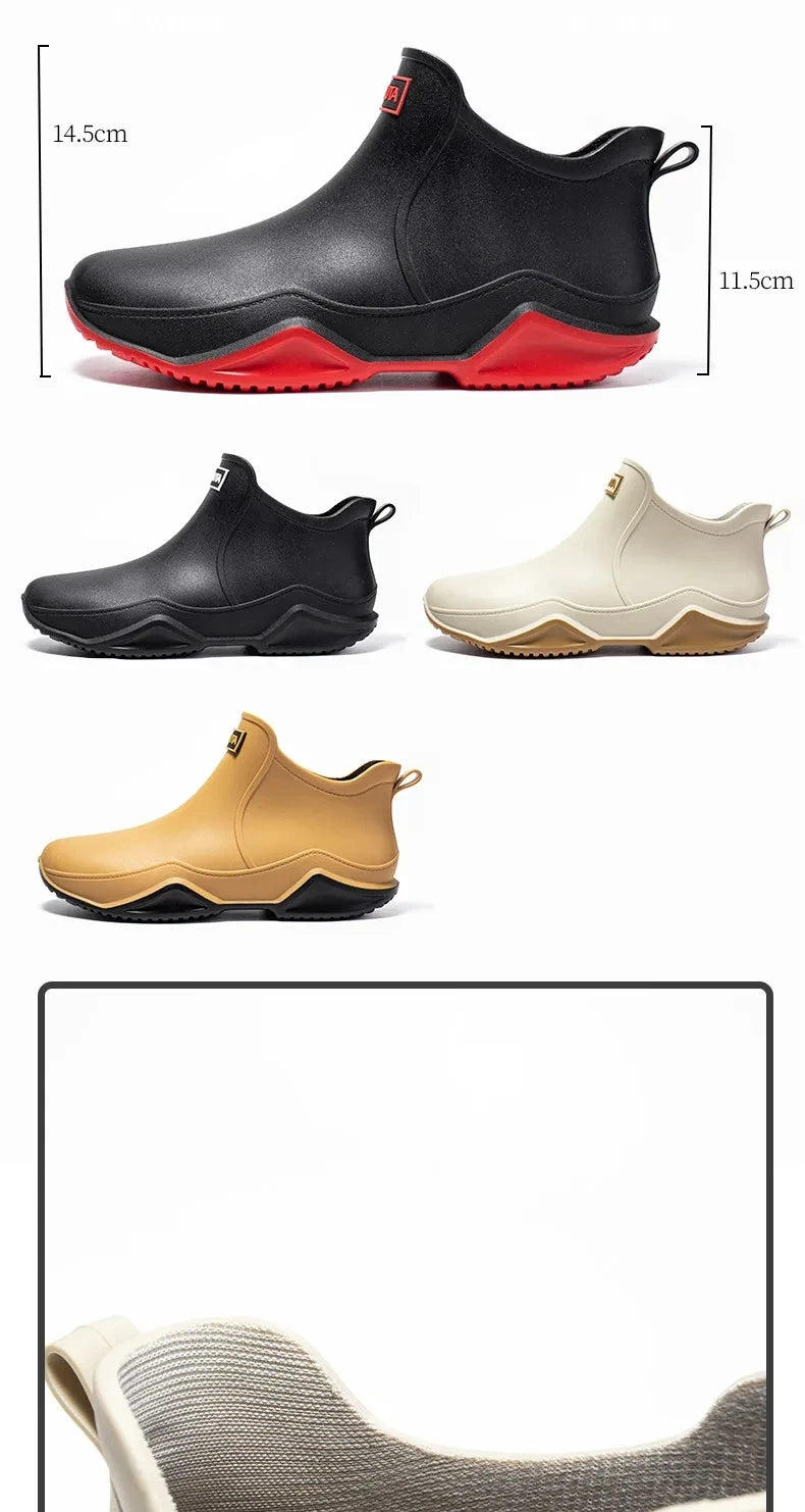Chaussures de pluie tendance pour homme, imperméables, antidérapantes, en caoutchouc, pour l'extérieur, la cuisine et la pêche