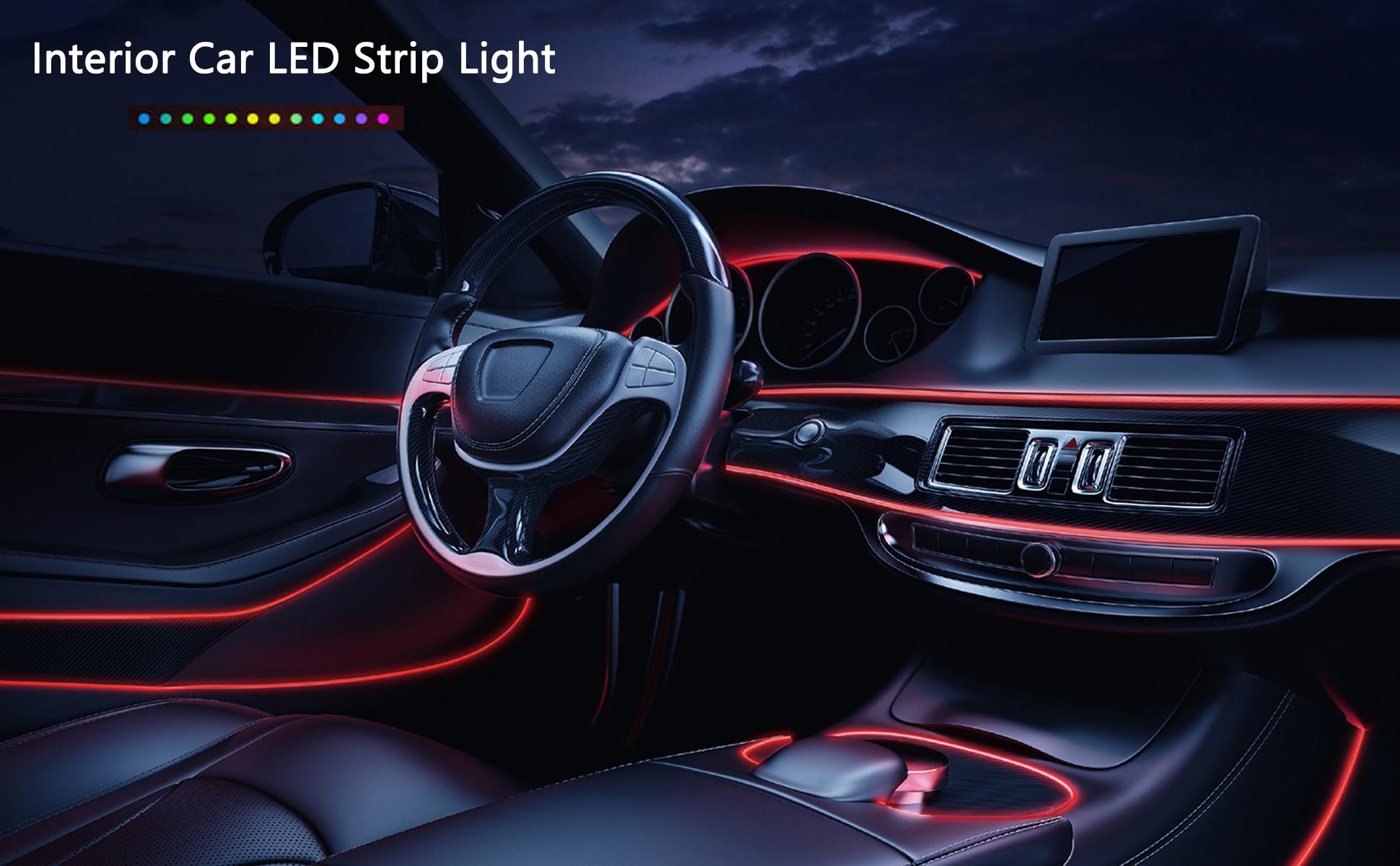 Bande lumineuse LED pour intérieur de voiture, néon, câblage EL, lampe décorative pour auto, bricolage, lumière ambiante flexible, USB, escales de fête, diode, 5m