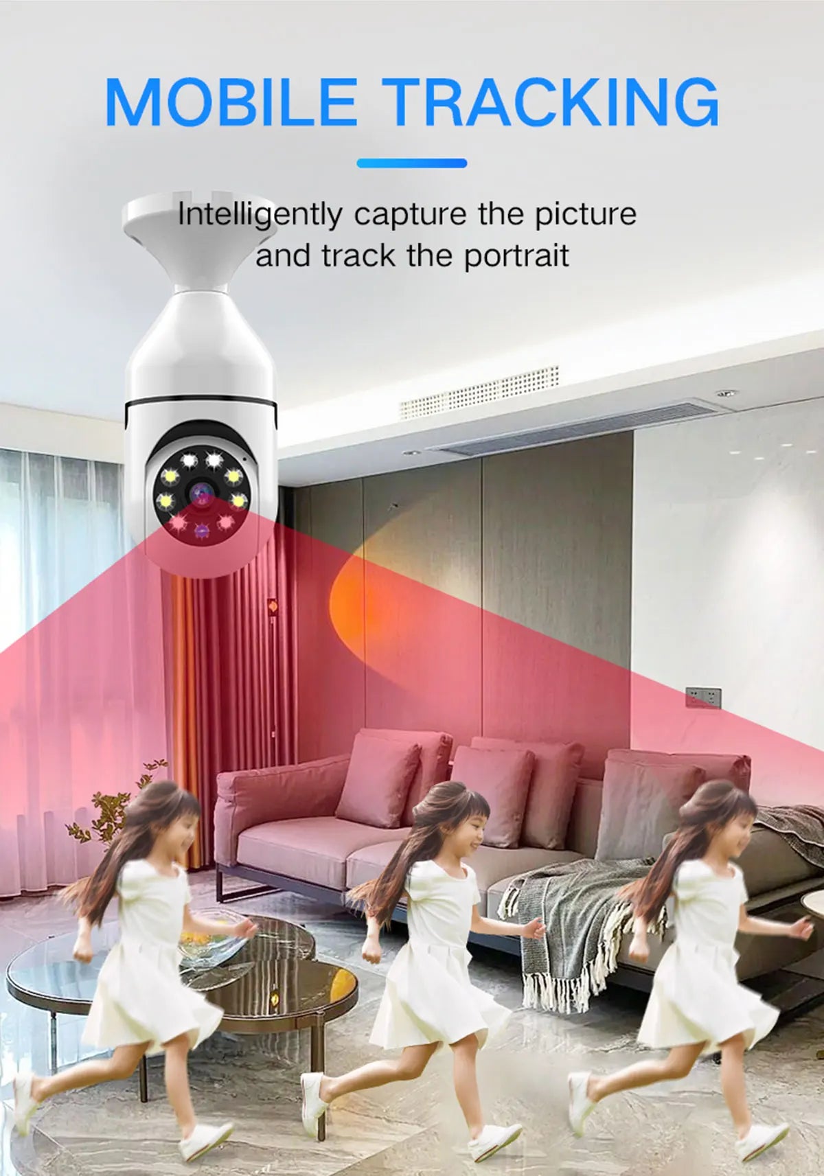 Caméra de Surveillance couleur Vision nocturne moniteur de sécurité automatique suivi humain Zoom intérieur Wifi Miini caméra IP