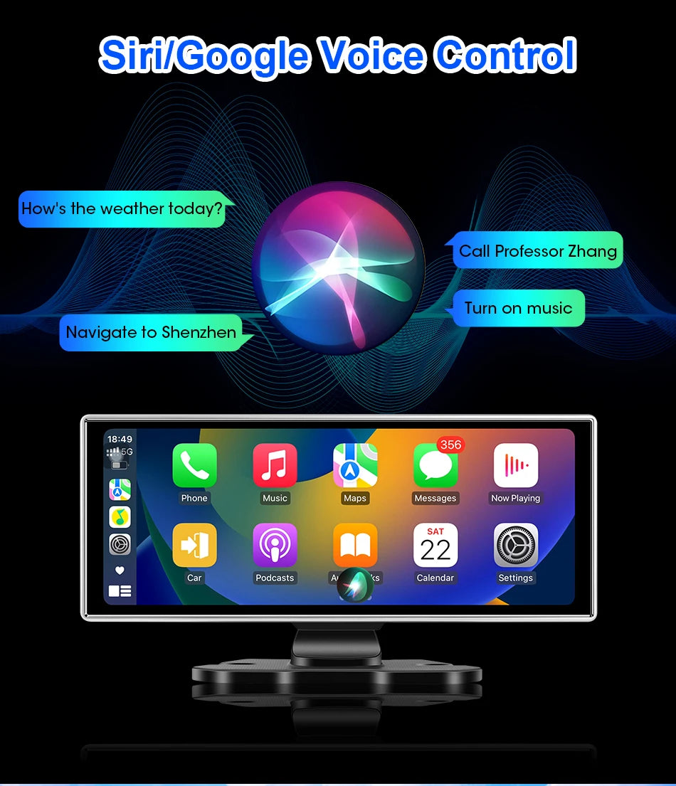 Srnubi 11.26 pouces 4K Dash Cam sans fil CarPlay et Android Auto Portable voiture DVR systèmes intelligents enregistreur vidéo GPS Navigation