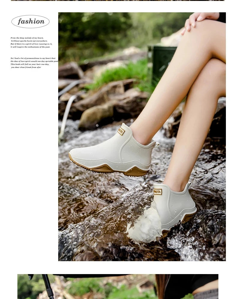 Chaussures de pluie tendance pour homme, imperméables, antidérapantes, en caoutchouc, pour l'extérieur, la cuisine et la pêche