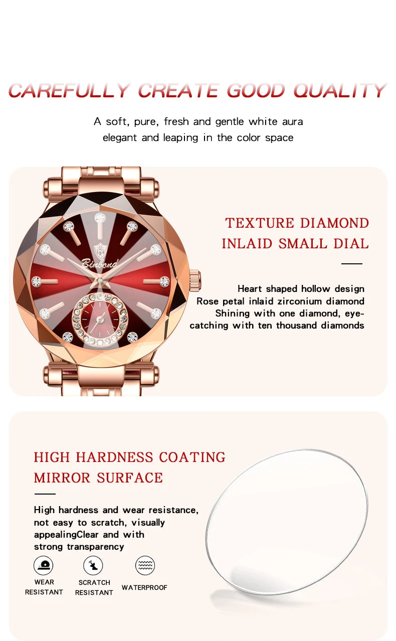 BINBOND nouvelle mode montre élégante de luxe Quartz femmes montres étanche lumineux Date coeur de l'océan conception mme montre-bracelet