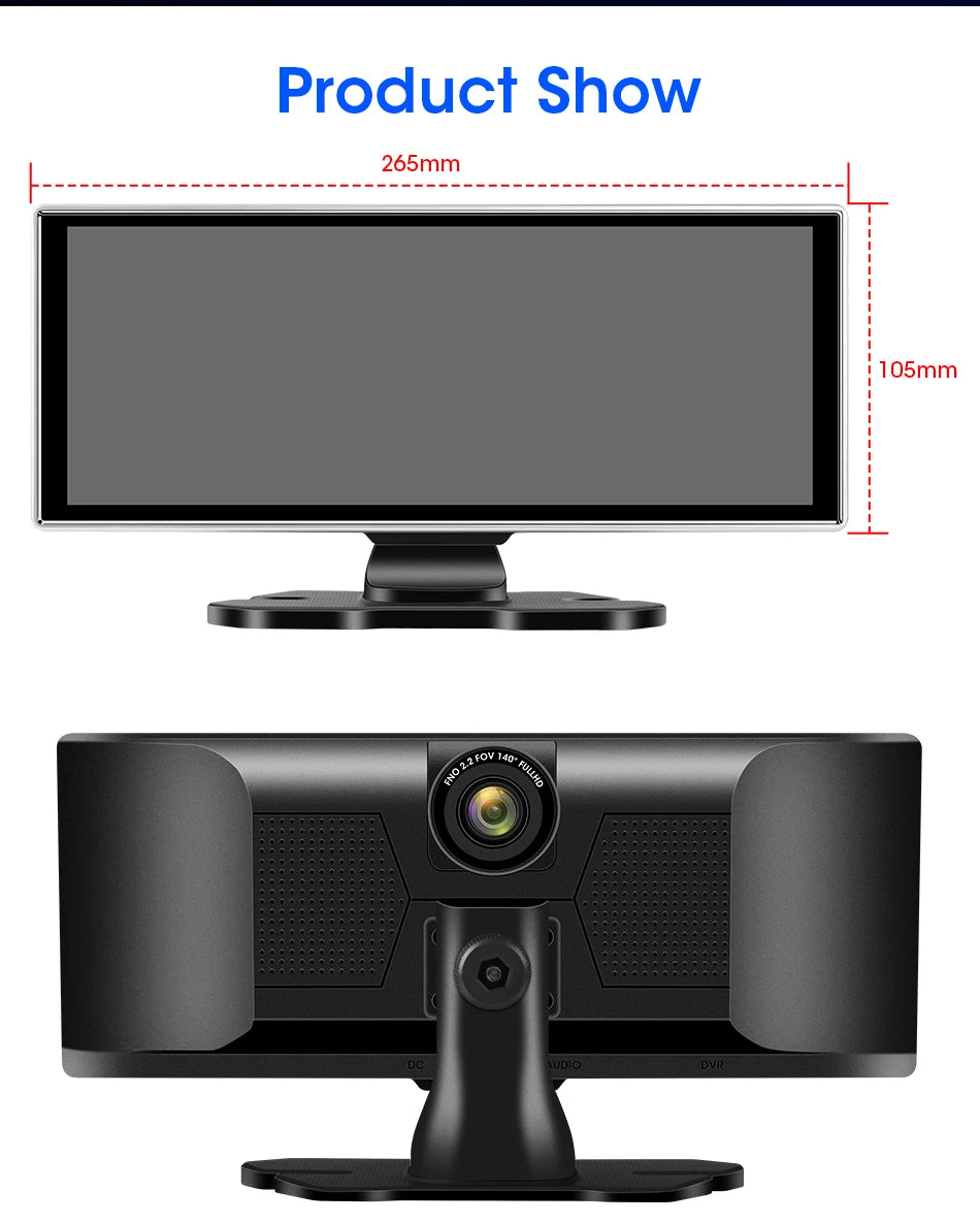 Srnubi 11.26 pouces 4K Dash Cam sans fil CarPlay et Android Auto Portable voiture DVR systèmes intelligents enregistreur vidéo GPS Navigation