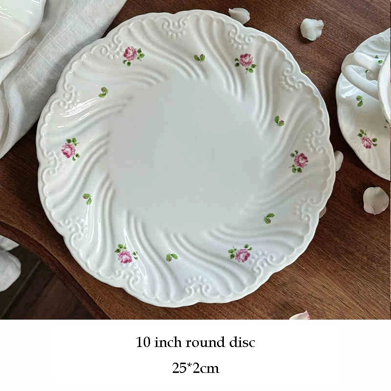 Ensemble d'assiettes en céramique vintage rose, tasse à café, beau, britannique, fournitures de cuisine, dessert, thé, cadeau