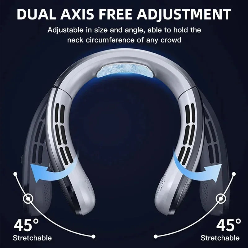 Ventilateur électrique suspendu au cou, 8000mAh, Portable, sans lame, Mini refroidisseur d'air rechargeable, silencieux, affichage numérique LED, pour l'extérieur