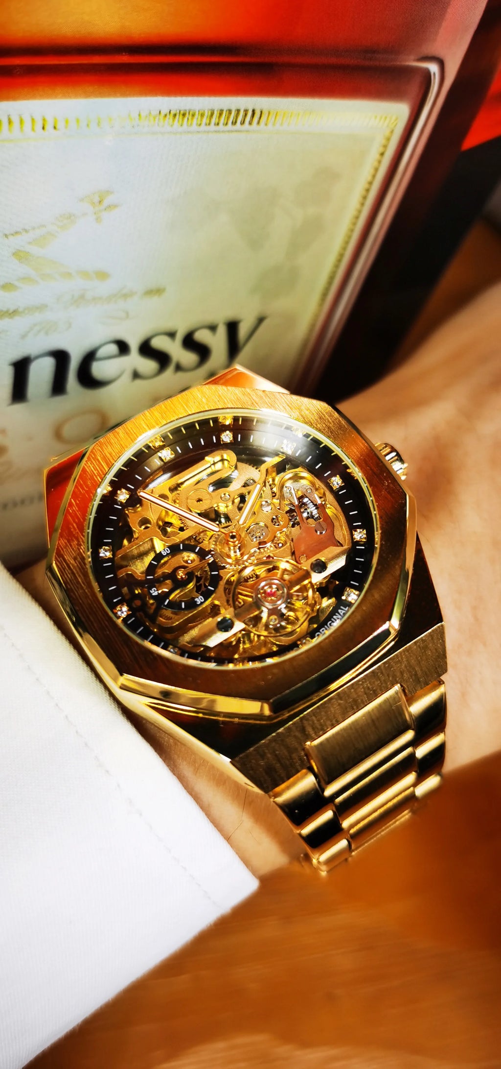 Forsining montre mécanique automatique décontractée pour hommes aiguilles lumineuses bracelet en acier inoxydable mode luxe squelette montres pour hommes