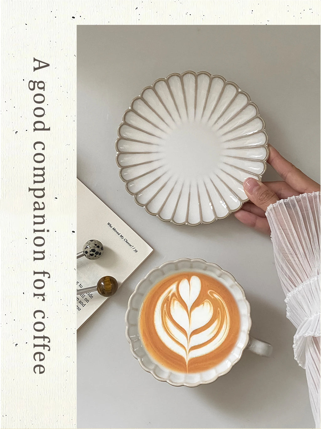 1 ensemble de tasses et soucoupes en céramique de style japonais, tasses et soucoupes à thé de style japonais, tasses et soucoupes à café, tasses à boire pour le petit-déjeuner, les goûters, le thé de l'après-midi,