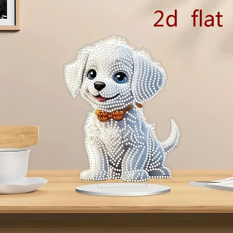 Peinture diamant 2D/plat, ornement de décoration à motif de chien, design de diamant irrégulier unique à faire soi-même, adapté à la maison, à la chambre à coucher et au bureau