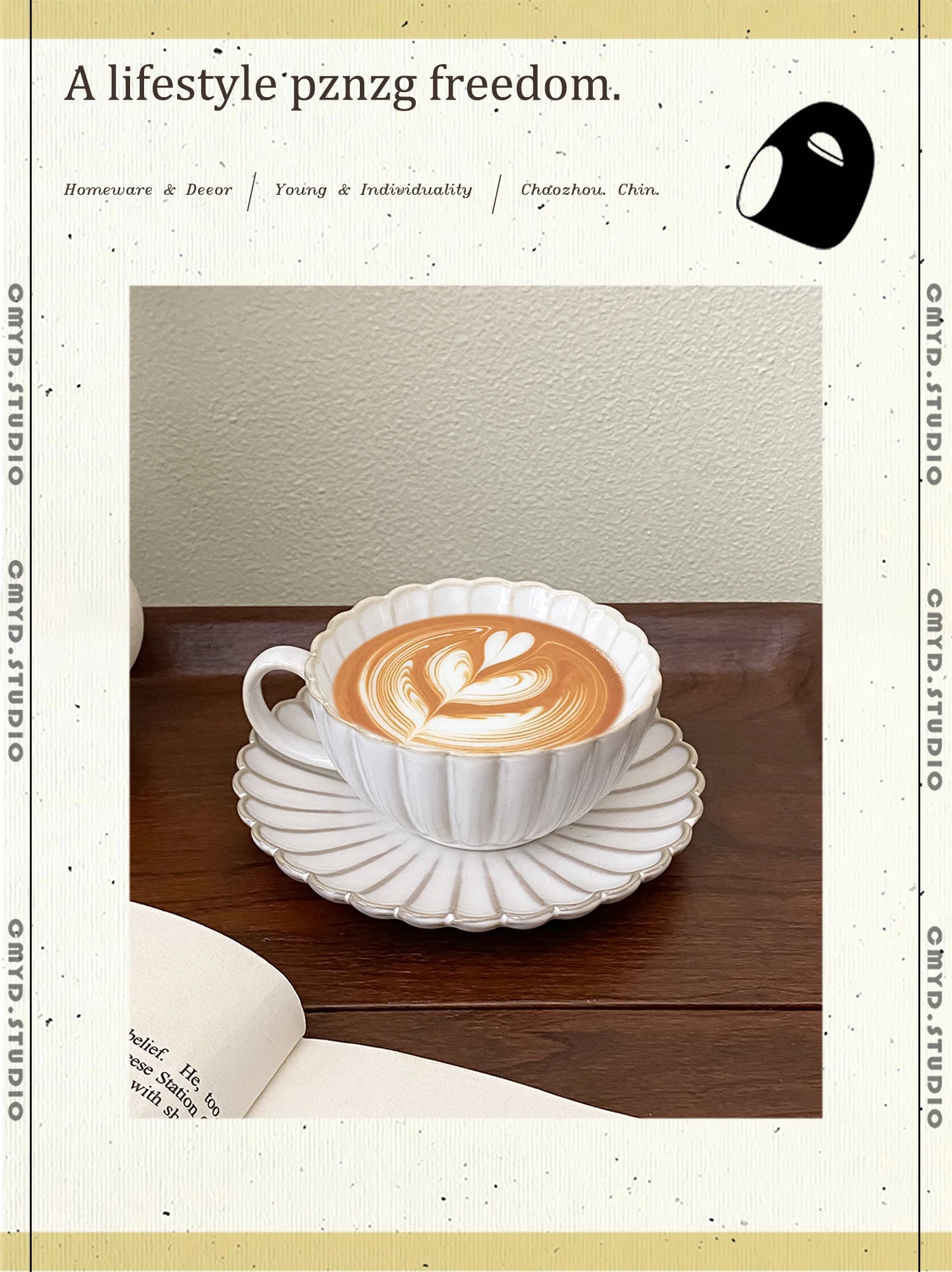 1 ensemble de tasses et soucoupes en céramique de style japonais, tasses et soucoupes à thé de style japonais, tasses et soucoupes à café, tasses à boire pour le petit-déjeuner, les goûters, le thé de l'après-midi,