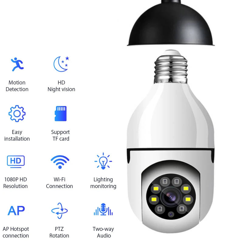 Caméra IP WiFi 4G E27 ampoule caméra 3MP sans fil bébé moniteur AI suivi sécurité vidéo Surveillance caméra pour animaux de compagnie SmartLife intérieur