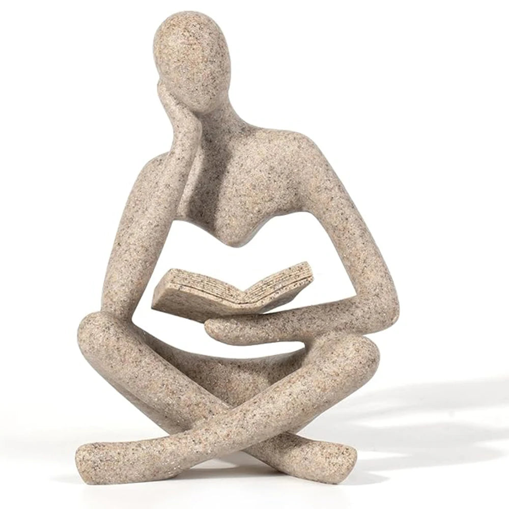 Décor d'étagère, décoration de maison, personne qui pensée, Sculpture de penseur abstrait, Statue en résine, décoration de lecture moderne