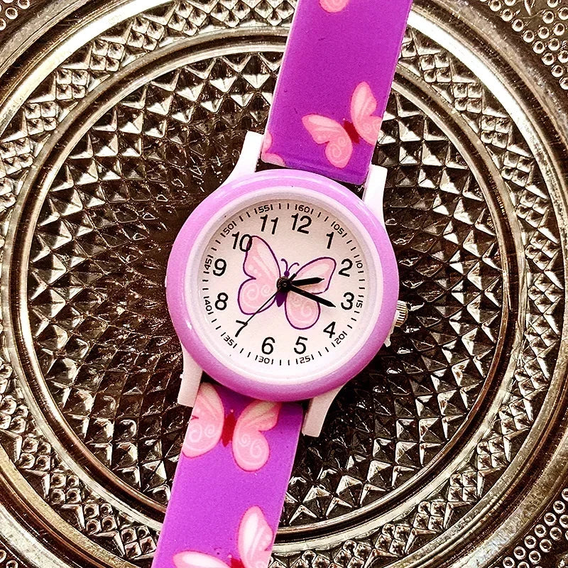 Belles filles montres papillon impression Silicone bonbons gelée montres à Quartz pour enfants enfants filles étudiants cadeaux de fête horloge