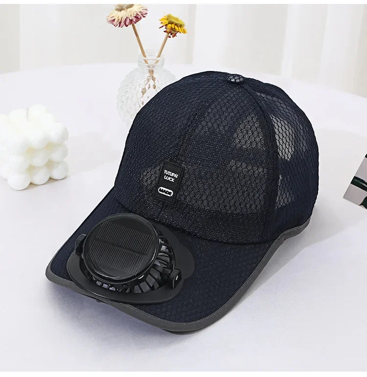 Casquette de baseball respirante avec ventilateur solaire rechargeable par USB, anti-UV, pour la randonnée, la pêche, les sports de plein air, cadeau pour la fête des pères