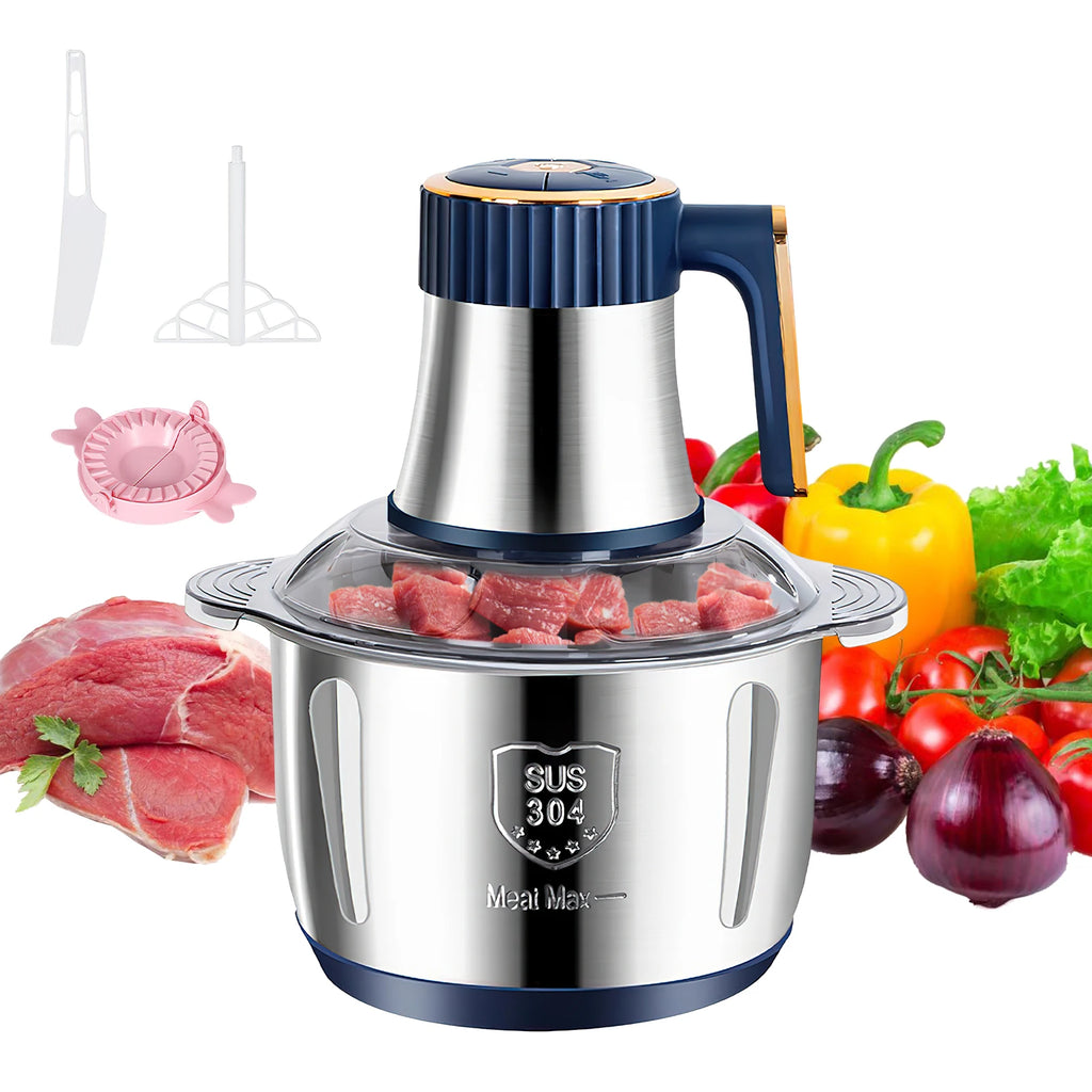 Hachoirs à viande électriques 5L, broyeur alimentaire multifonctionnel en acier inoxydable, trancheuse et hachoir pour légumes, pour la préparation de nourriture maison pour chiens