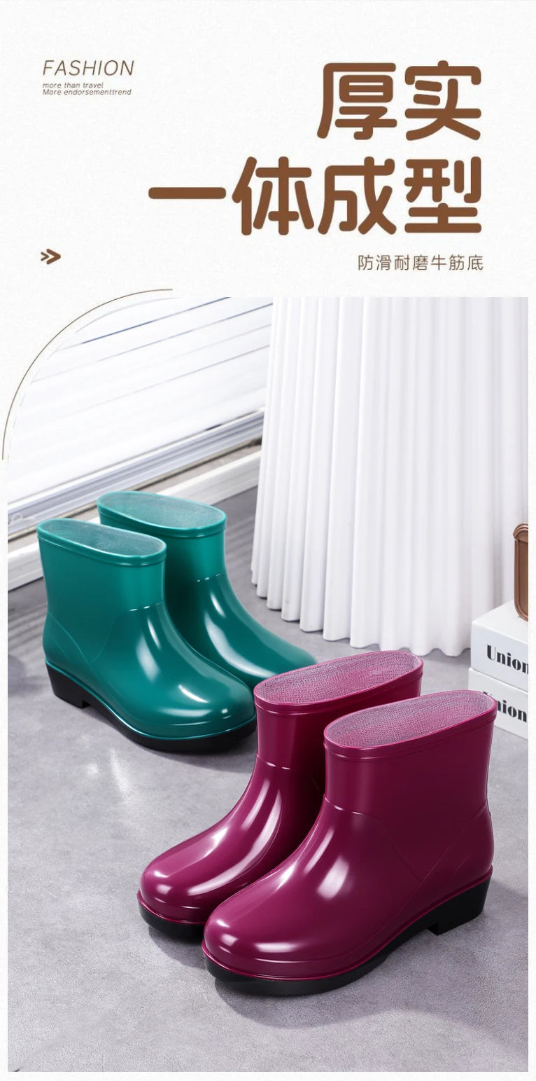 Nouvelles chaussures aquatiques confortables, élégantes, polyvalentes, courtes et à coupe basse, chaussures de pluie de style occidental, bottes de pluie décontractées, chaudes.