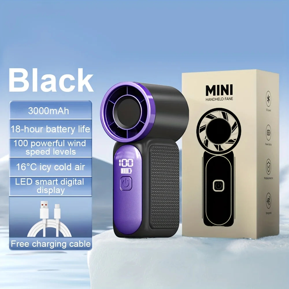 Mini ventilateur portatif 3600mAh, ventilateur turbo de poche haute vitesse pour les voyages en plein air