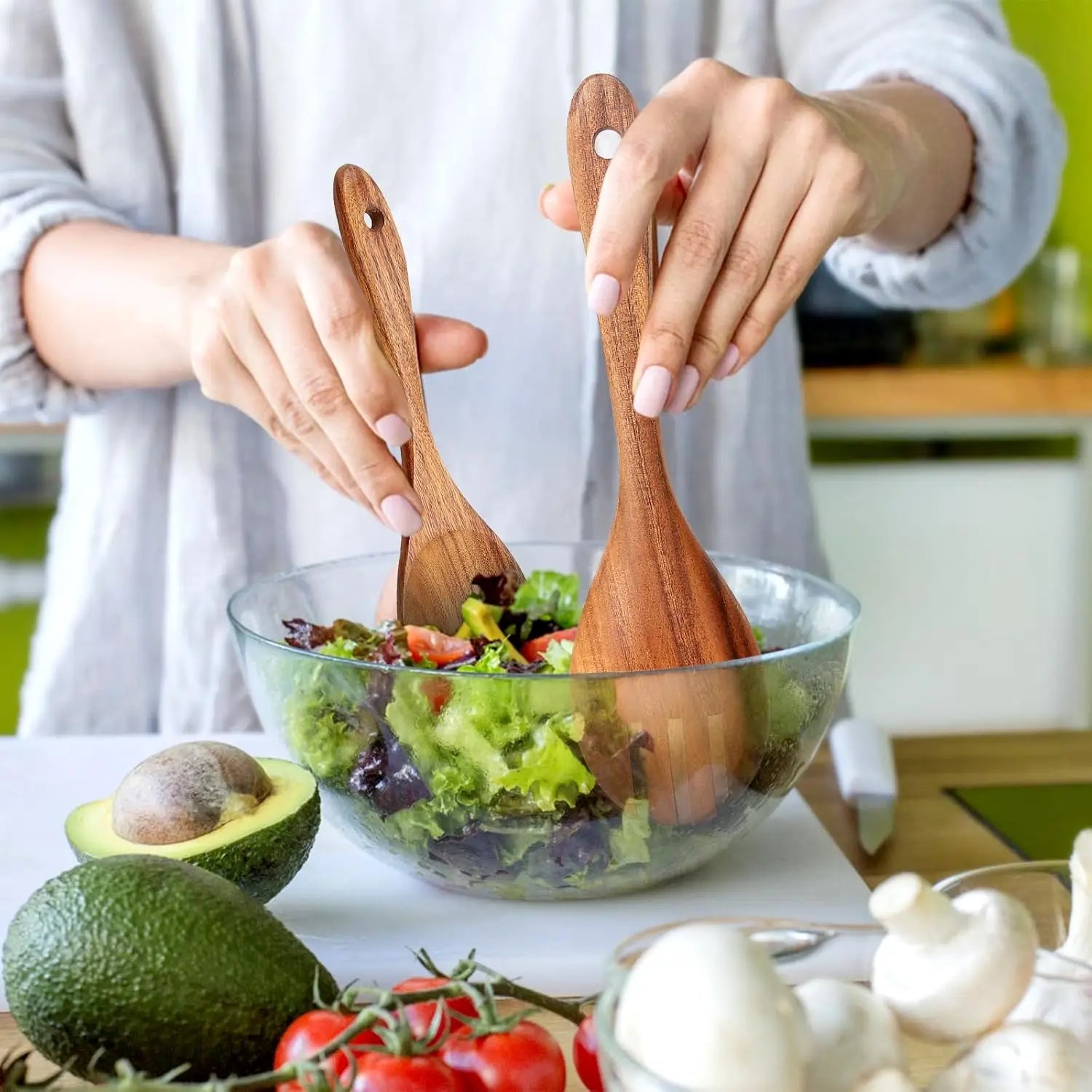 9 ustensiles en bois pour la cuisine