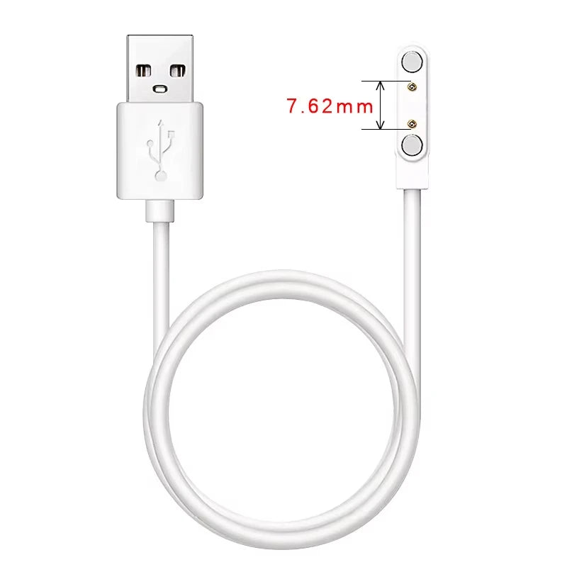 Câble de Charge magnétique puissant universel, 2 broches, 4mm, 7.62mm, 4 broches, cordon de ligne de Charge USB, noir et blanc pour montres intelligentes