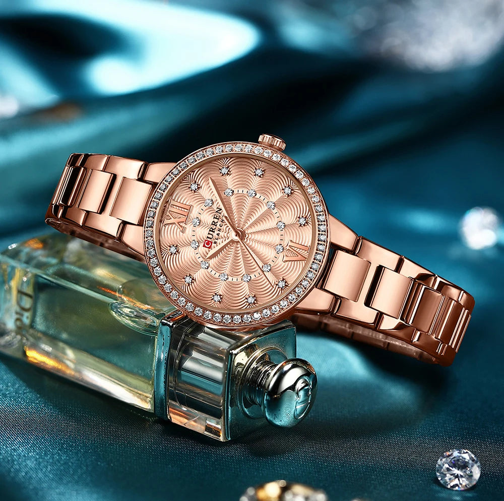 Istro REN-Montres-bracelets à quartz avec bracelet en acier inoxydable pour hommes et femmes, biscuits de luxe, cadran rose, montres à la mode, nouveau
